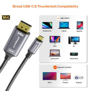 mbeat Tough Link 1.8m 16K USB-C to DP Cable - Space Grey V186-MB-XCB-16KUCD18