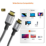 mbeat Tough Link 3m Certified 8K HDMI Cable - Space Grey V186-MB-XCB-8KHDM30