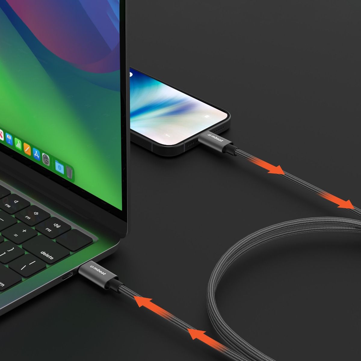 mbeat Tough Link 1.8m USB 3.2 Gen2 USB-C Cable - Space Grey V186-MB-XCB-C2C180