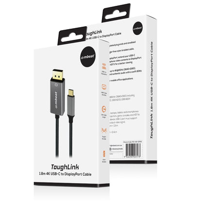 mbeat Tough Link 1.8m 4K USB-C to Display Port Cable - Space Grey V186-MB-XCB-CDP18
