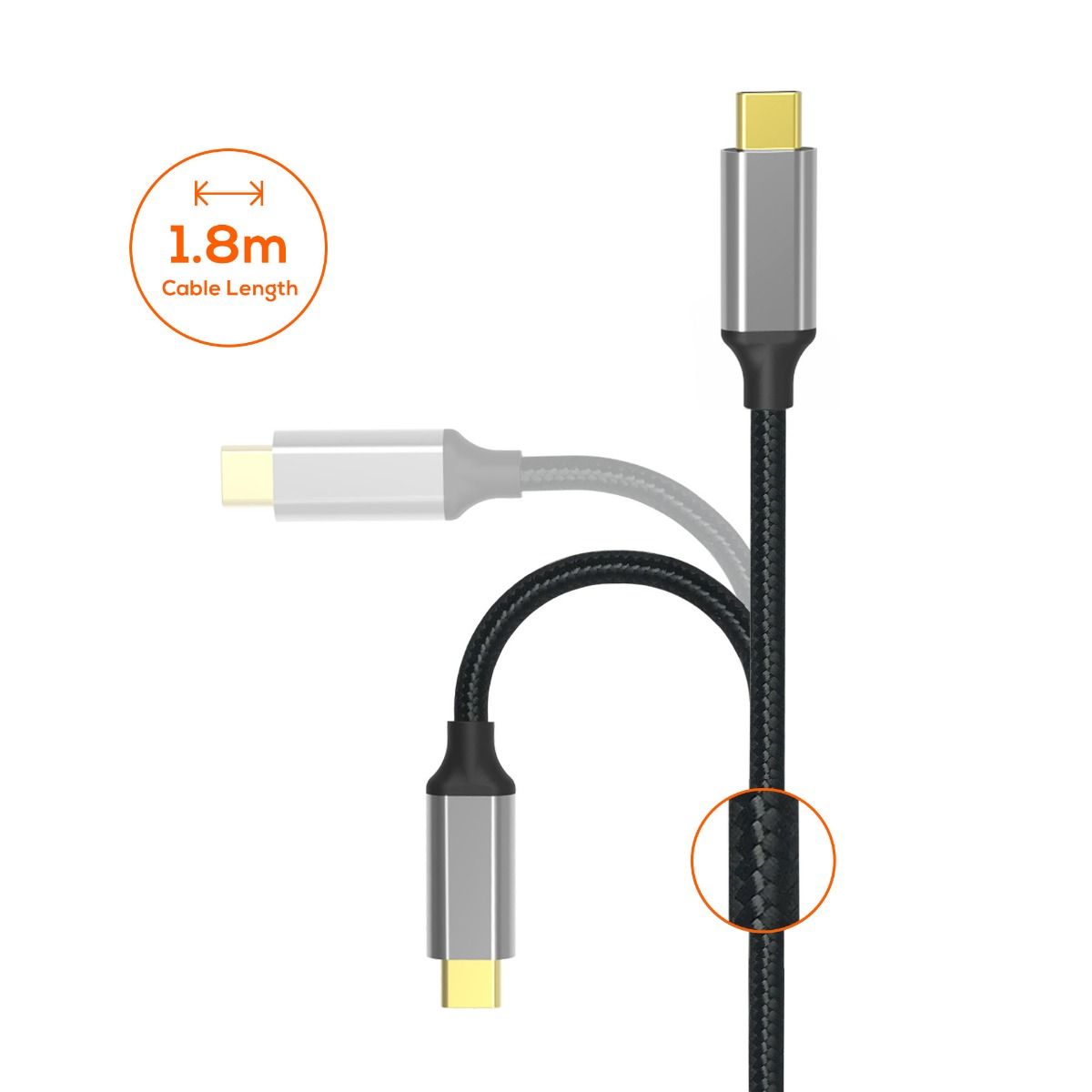 mbeat Tough Link 1.8m 4K USB-C to HDMI Cable - Space Grey V186-MB-XCB-CHD18