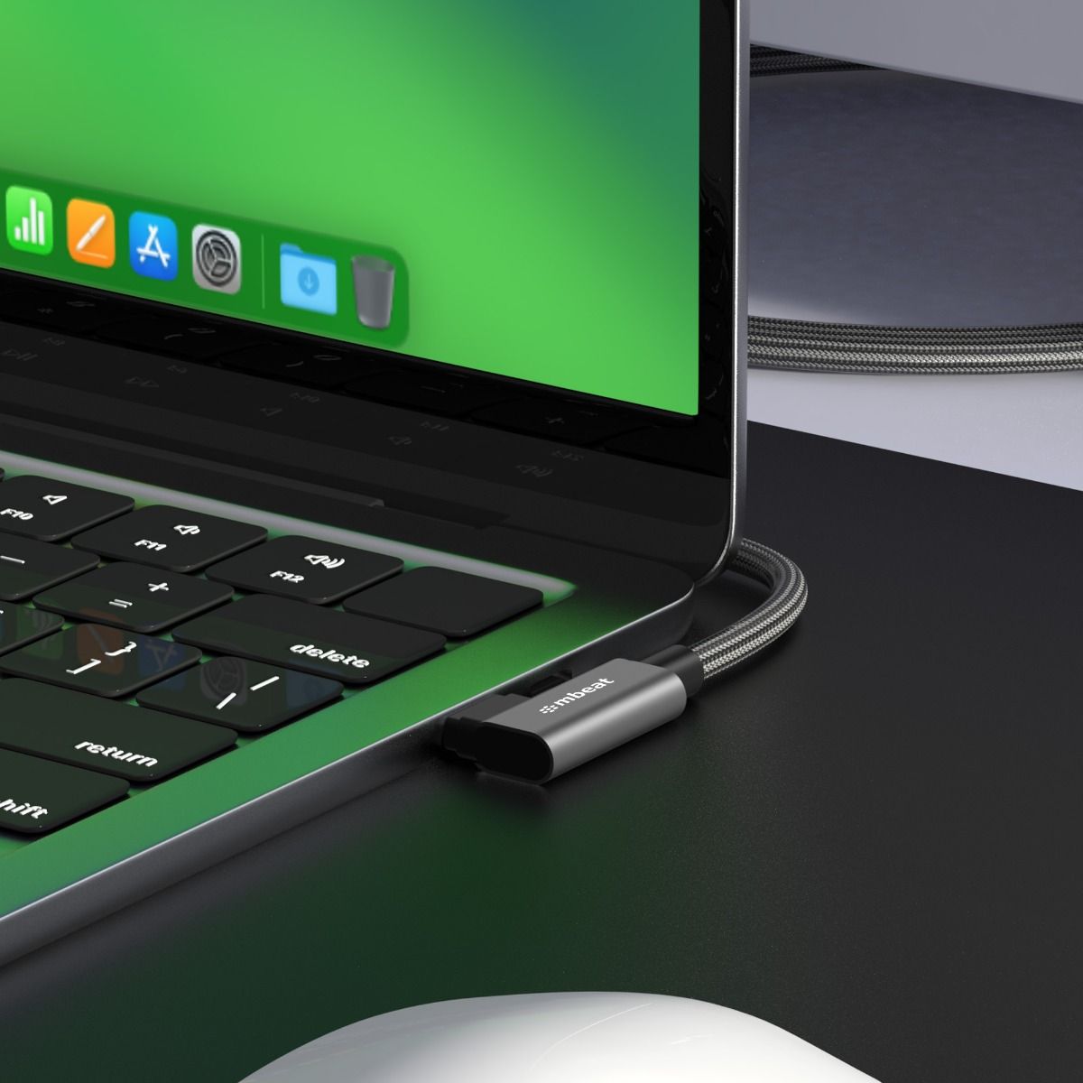 mbeat Tough Link 1.8m L-Shape USB 3.2 Gen2 USB-C Cable - Space Grey V186-MB-XCB-LSC2C180