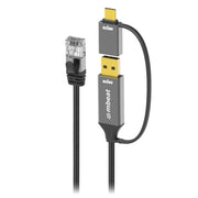 mbeat Tough Link 3m USB & USB-C to RJ45 Ethernet Cable - Space Grey V186-MB-XCB-UCN30