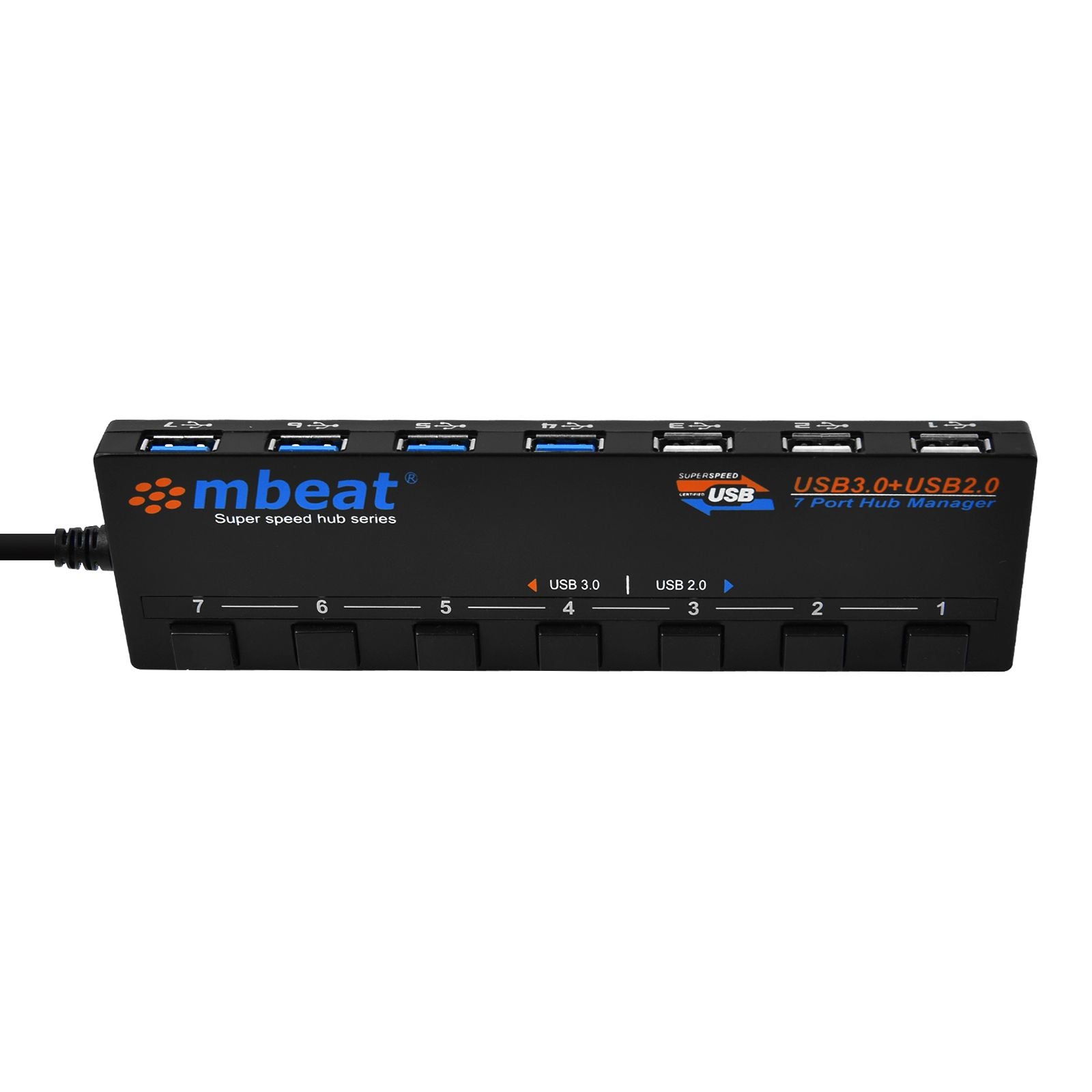 mbeat 7-Port USB 3.0 and USB 2.0 Hub Manager With Switches V186-USB-M43HUB
