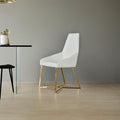 SET OF 4 Dining Chair White PVC Dining Chair Gold Criss Cross Legs V195-11347-DCWT-GD4