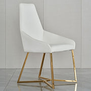 SET OF 4 Dining Chair White PVC Dining Chair Gold Criss Cross Legs V195-11347-DCWT-GD4