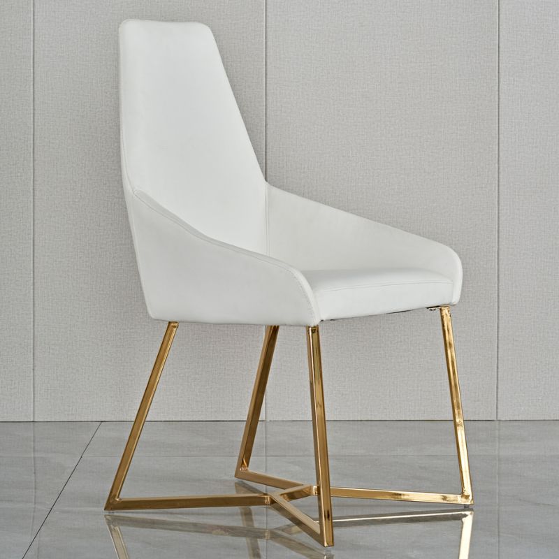 SET OF 4 Dining Chair White PVC Dining Chair Gold Criss Cross Legs V195-11347-DCWT-GD4