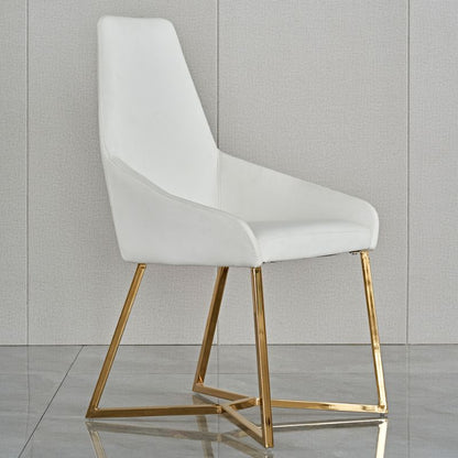 SET OF 4 Dining Chair White PVC Dining Chair Gold Criss Cross Legs V195-11347-DCWT-GD4
