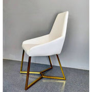 SET OF 4 Dining Chair White PVC Dining Chair Gold Criss Cross Legs V195-11347-DCWT-GD4