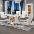 Asta Luxury Tempered Glass Top High Gloss Dining Table with Storage Cabinet V195-ASTA-WHGD