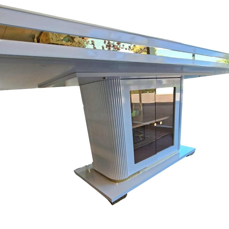Asta Luxury Tempered Glass Top High Gloss Dining Table with Storage Cabinet V195-ASTA-WHGD