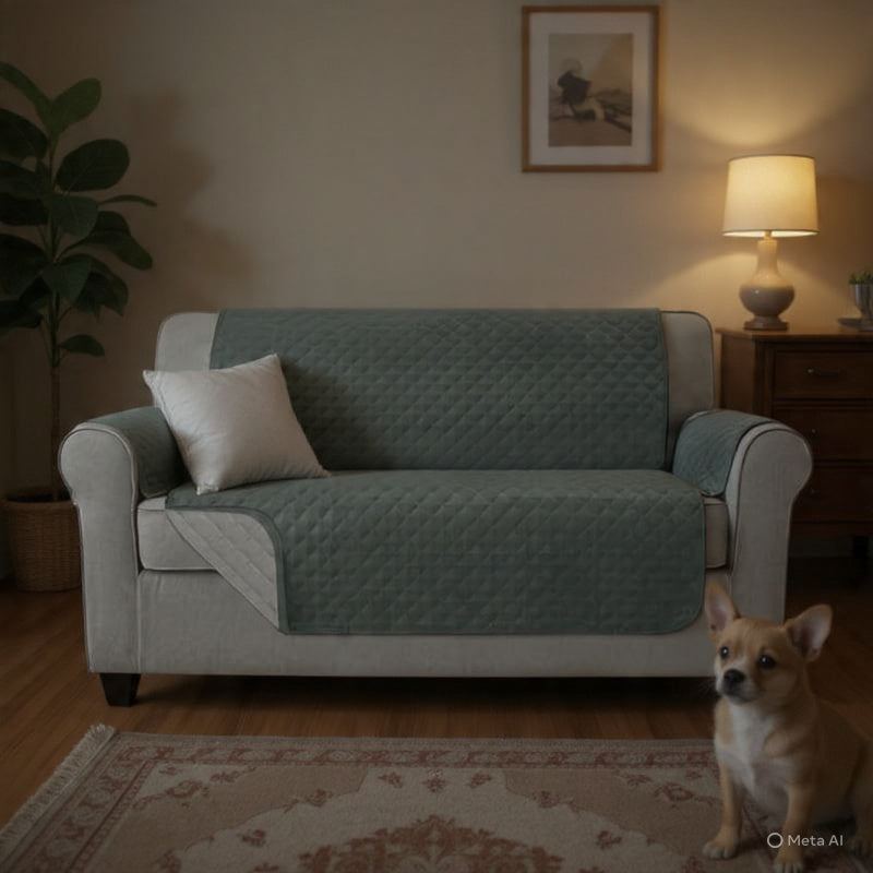 Sofa Cover Couch Cover 3 Seater Reversable Grey V195-COUCH-3-GREY