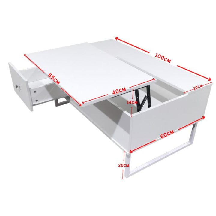 Lift Up White Coffee Table With Storage V195-CT002