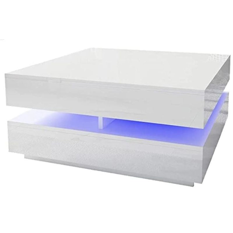 Modern Large High Gloss Coffee Table With LED Lights White V195-CT013-WH