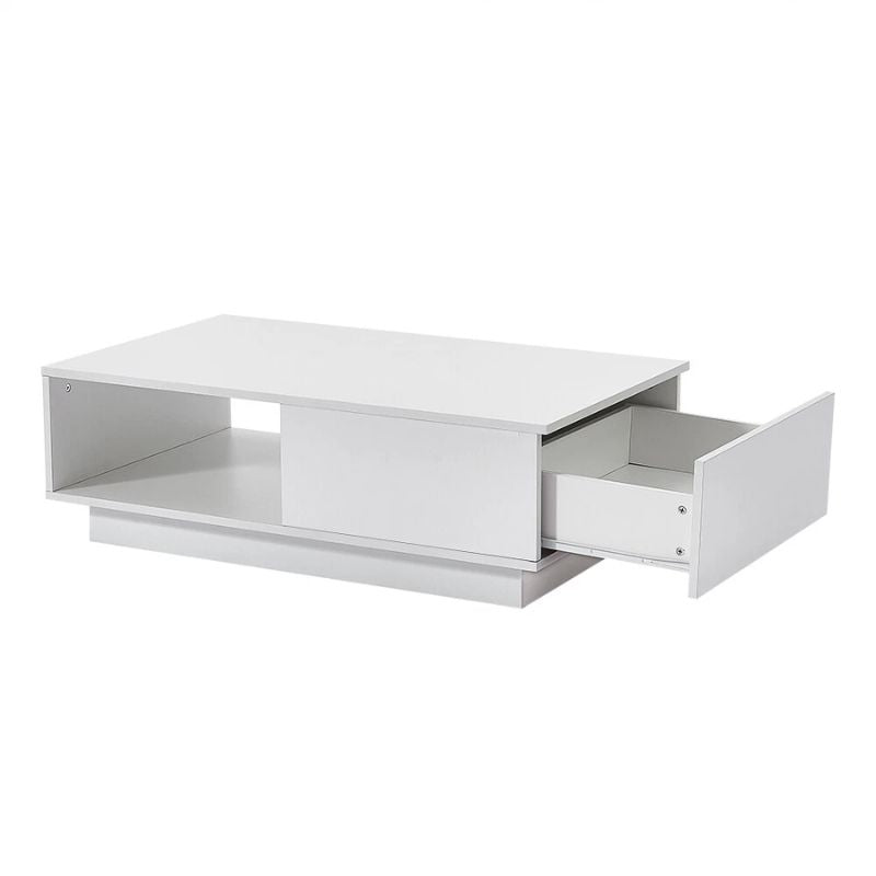 LED High Gloss Top White Coffee Table With Single Drawer V195-CT950-LED