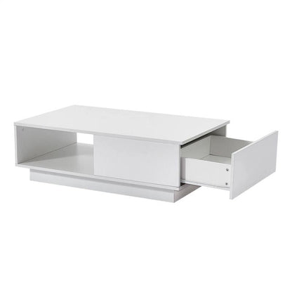 LED High Gloss Top White Coffee Table With Single Drawer V195-CT950-LED