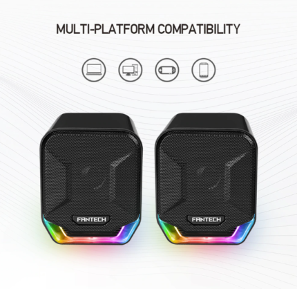FANTECH SONAR GS202 Computer Speakers USB and 3.5mm RGB Mini Wired Speakers Acoustic Clarity for Desktop V195-GS202