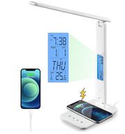 LED Desk Lamp with Fast Wireless Charger Clock Alarm Date Temperature V195-LED-LAMP