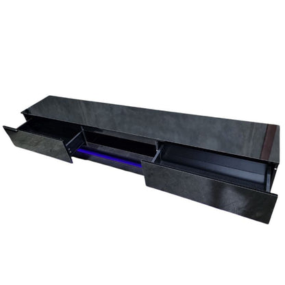 Modern High Gloss LED RGB TV Entertainment Unit with Storage 220cm - Black V195-TS054-BK