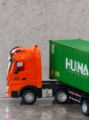 1:18 Scale 9-Channel Alloy Remote Control Container Truck with Lights & Sound for Indoor Play V196-1317