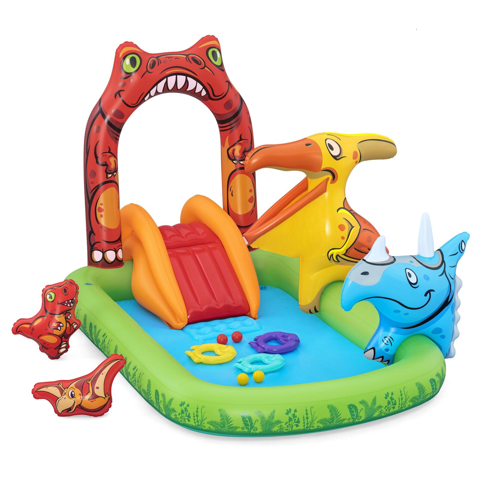190L Jurassic Splash Water Play Centre, Bright Dinosaur Theme with Slide V196-53160