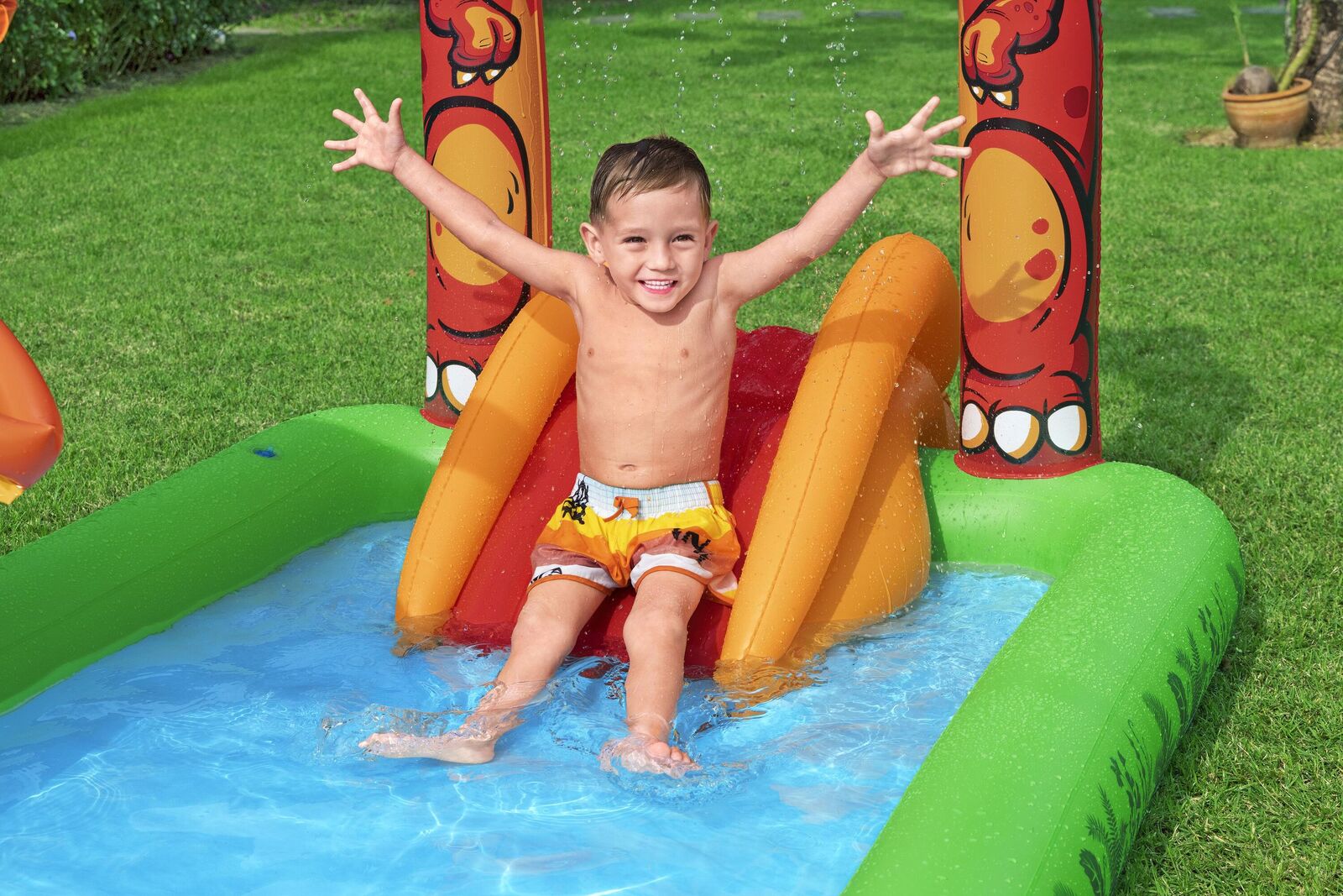 190L Jurassic Splash Water Play Centre, Bright Dinosaur Theme with Slide V196-53160