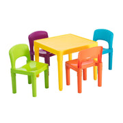 Kids Plastic 5-Piece Table & 4 Chairs Set (Multicoloured) V196-7901