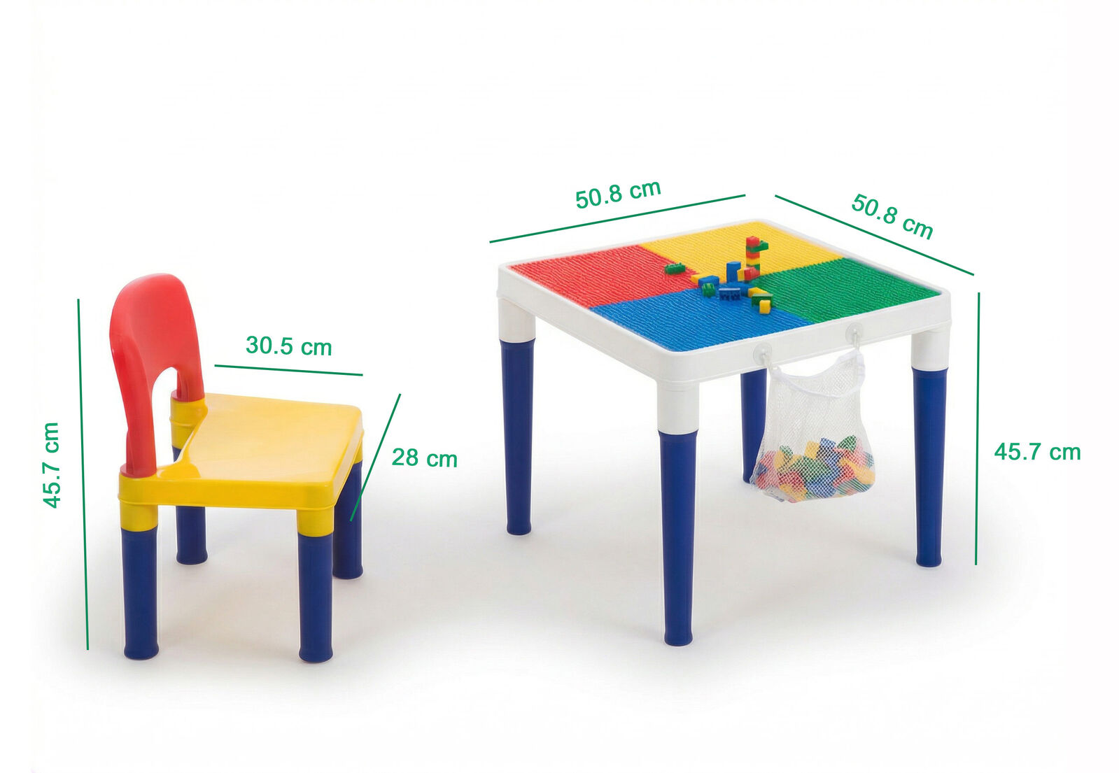 Children's 2-in-1 Building Blocks Table & Chairs Set w/ 100 Blocks V196-8601