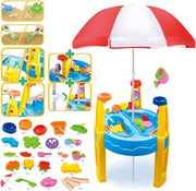 Outdoor Sand and Water Table Toy with Umbrella (28 Pcs Accessories) V196-8804A