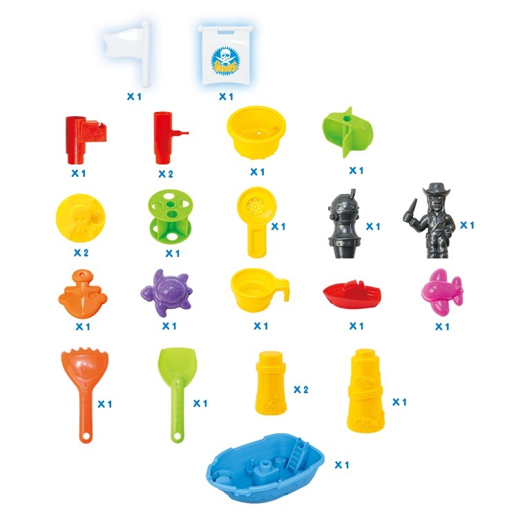 Pirate Ship Modelled, Sand and Water Table with 24 Accessories V196-8810