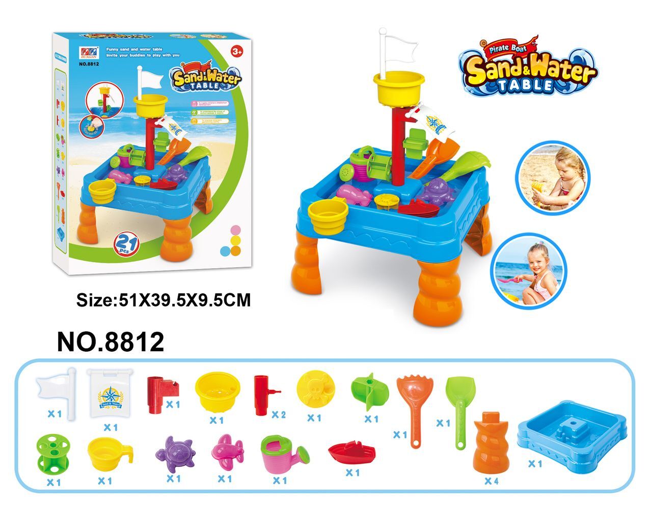 Children's Sand & Water Table with 21 Play Accessories V196-8812