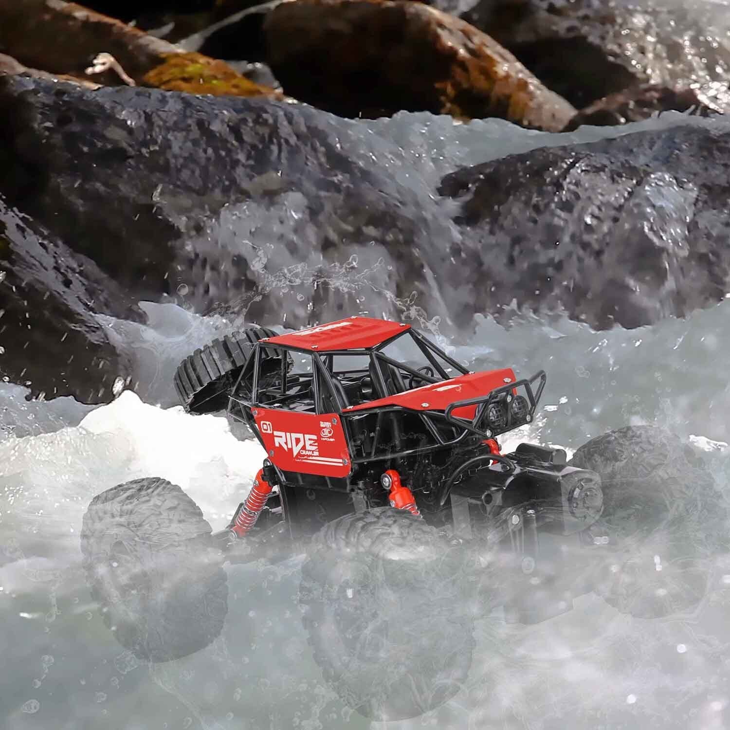 Remote Control Waterproof Amphibious Car (Red) - For All Terrains V196-AC220R_K
