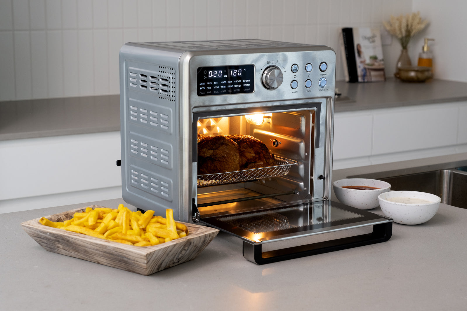 16L Stainless Steel Air Fryer Convection Oven with Dual-Heating V196-AF1600