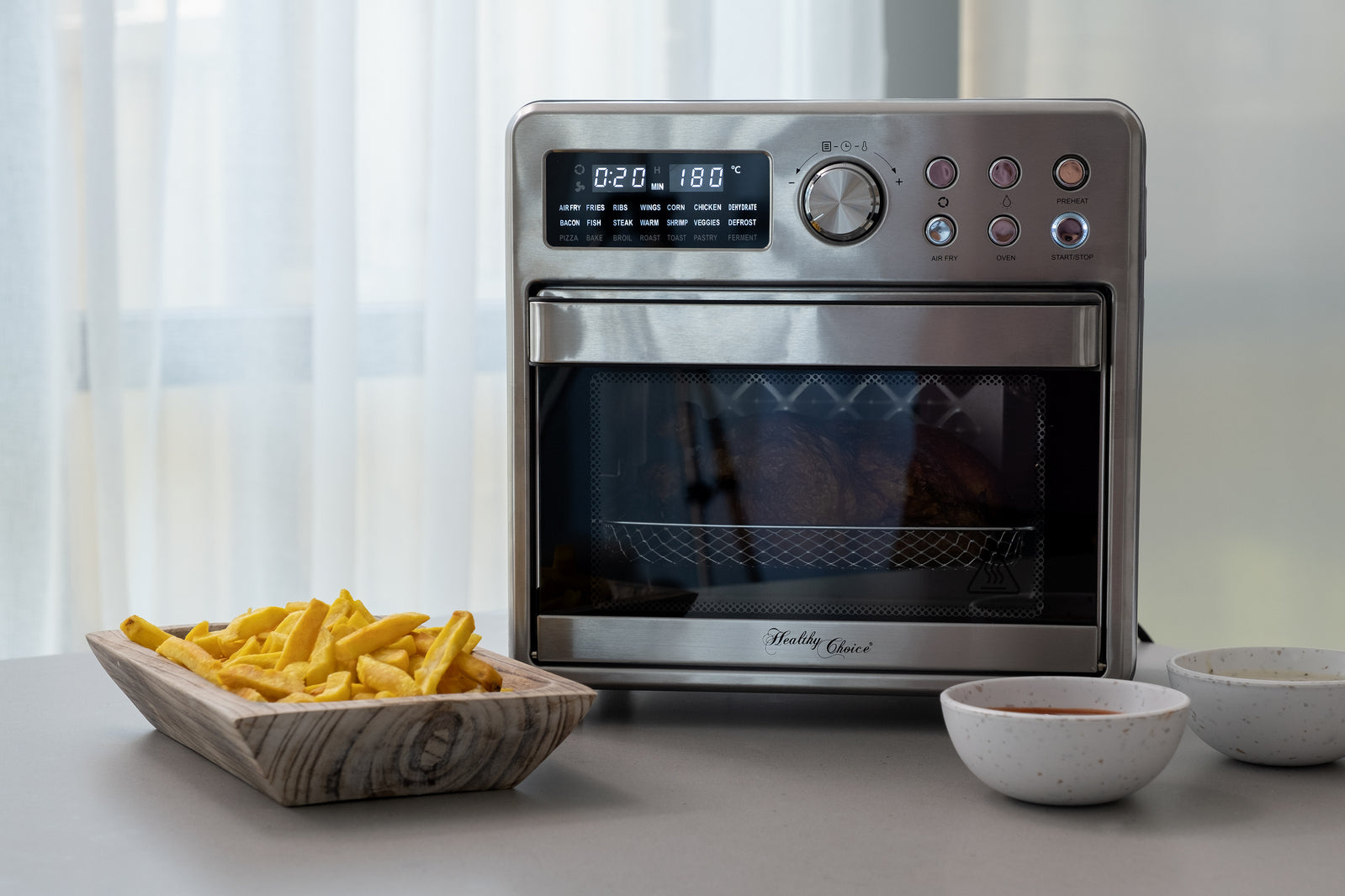 16L Stainless Steel Air Fryer Convection Oven with Dual-Heating V196-AF1600