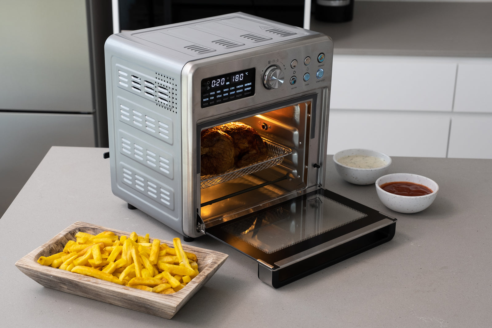 16L Stainless Steel Air Fryer Convection Oven with Dual-Heating V196-AF1600