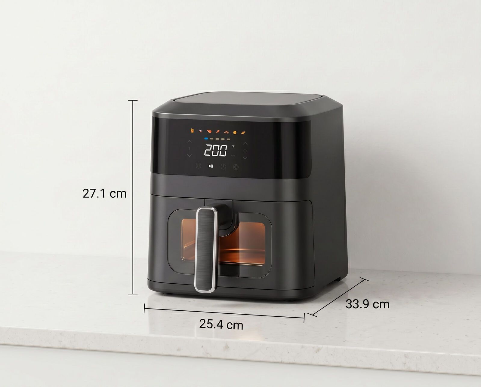 1400W 5L Non-Stick Digital Air Fryer with Clear Viewing Window V196-AFD450