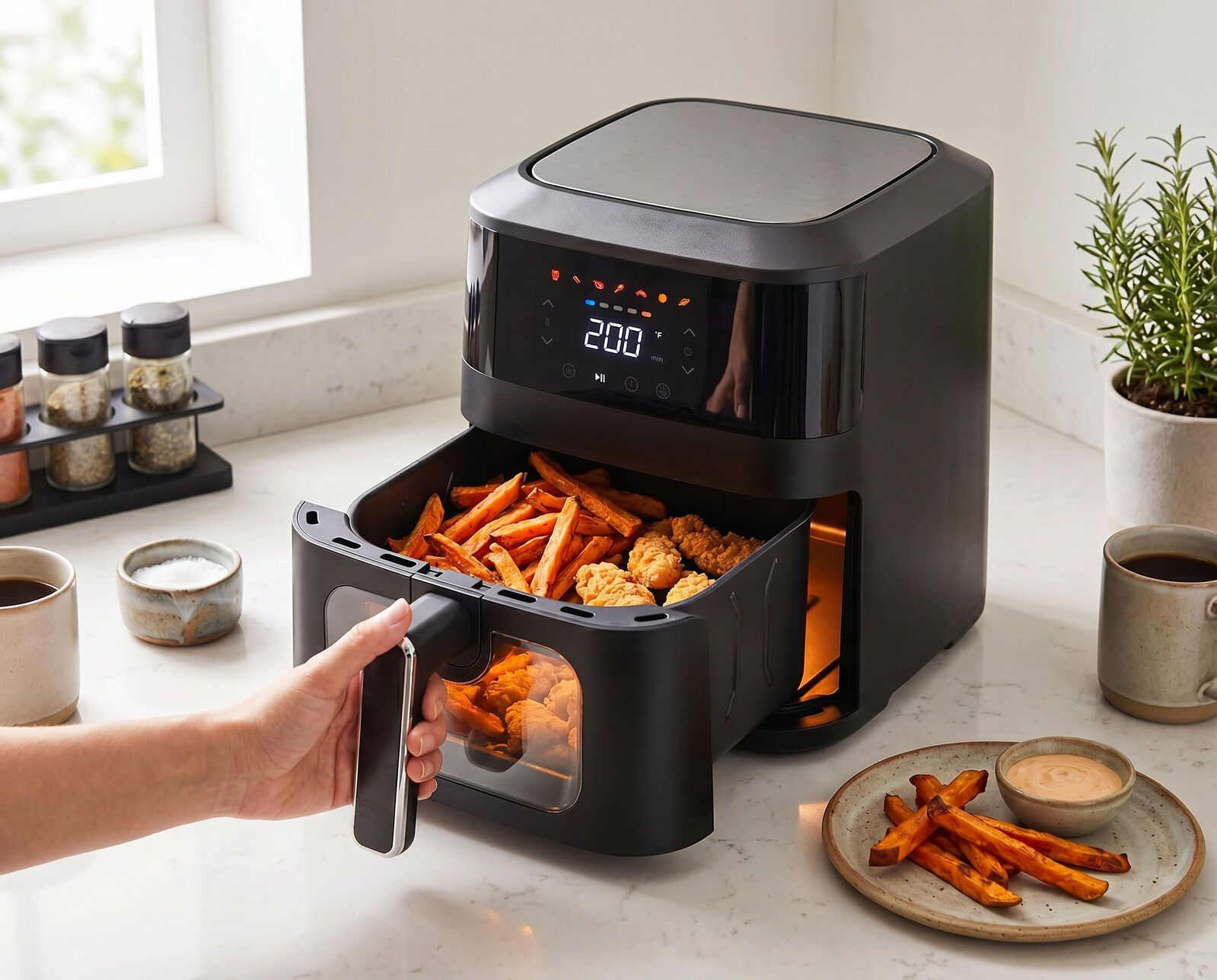 1400W 5L Non-Stick Digital Air Fryer with Clear Viewing Window V196-AFD450