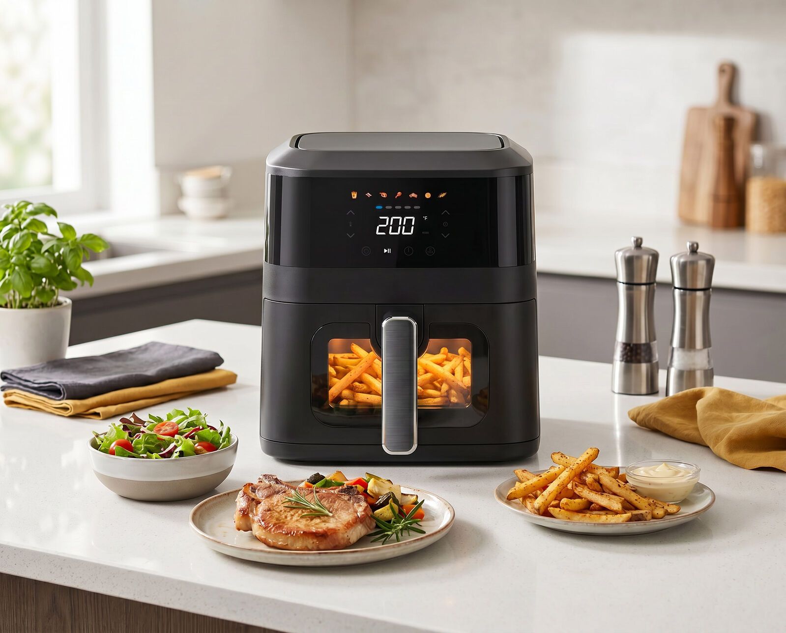 1400W 5L Non-Stick Digital Air Fryer with Clear Viewing Window V196-AFD450