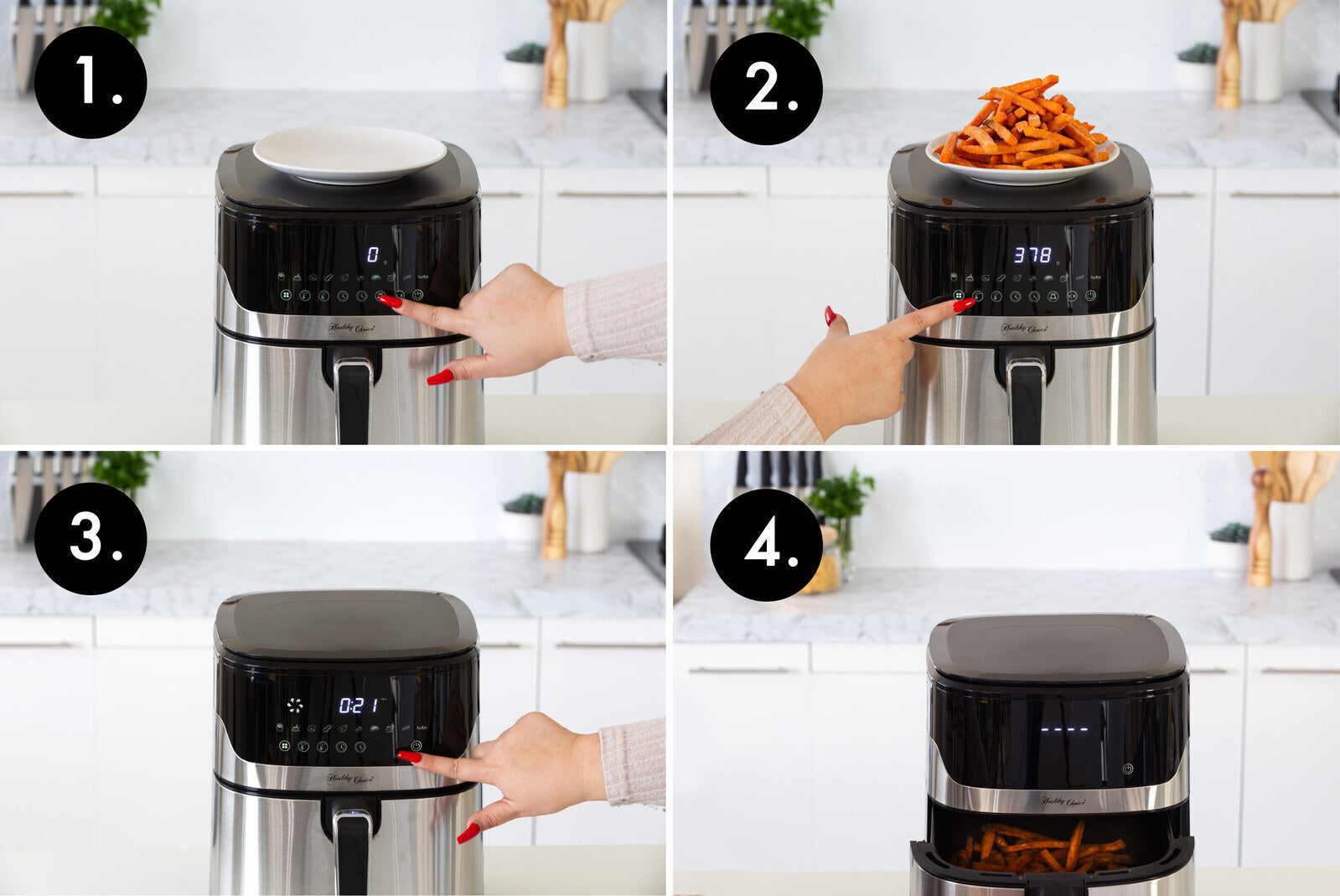 7L Air Fryer Wiz w/ Built-In Scale, 200C, 9 Cooking Programs V196-AFS725