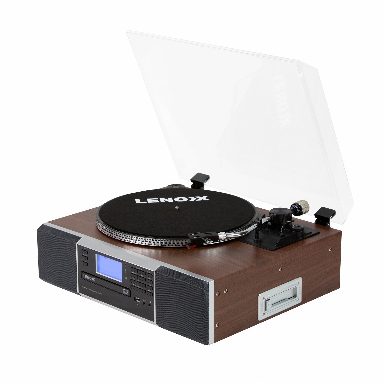 Vinyl Turntable Speaker with Bluetooth: Radio, CDs, Records, AUX & More V196-BCD120