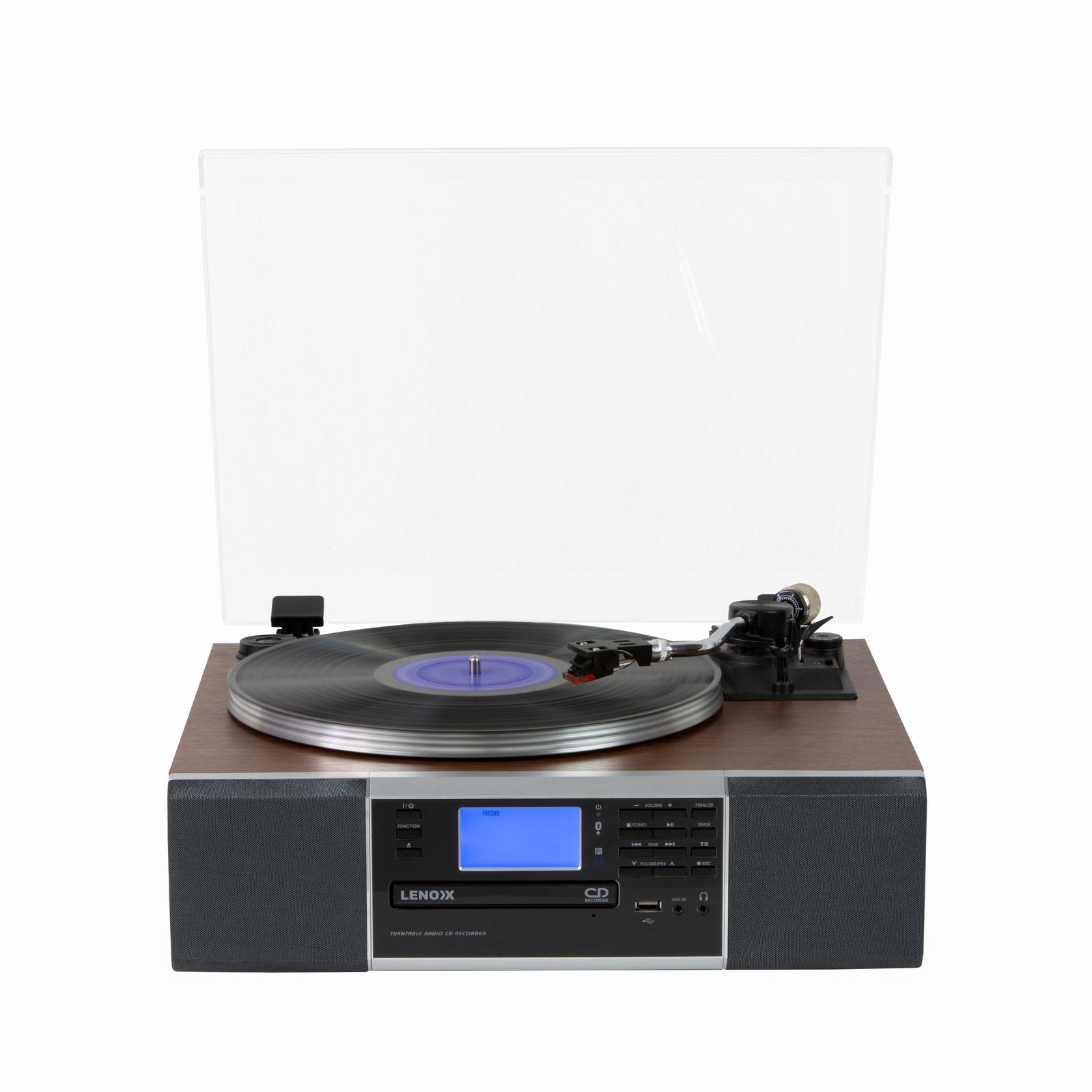 Vinyl Turntable Speaker with Bluetooth: Radio, CDs, Records, AUX & More V196-BCD120