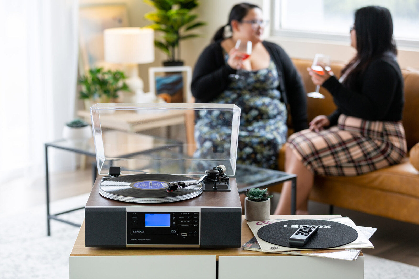 Vinyl Turntable Speaker with Bluetooth: Radio, CDs, Records, AUX & More V196-BCD120