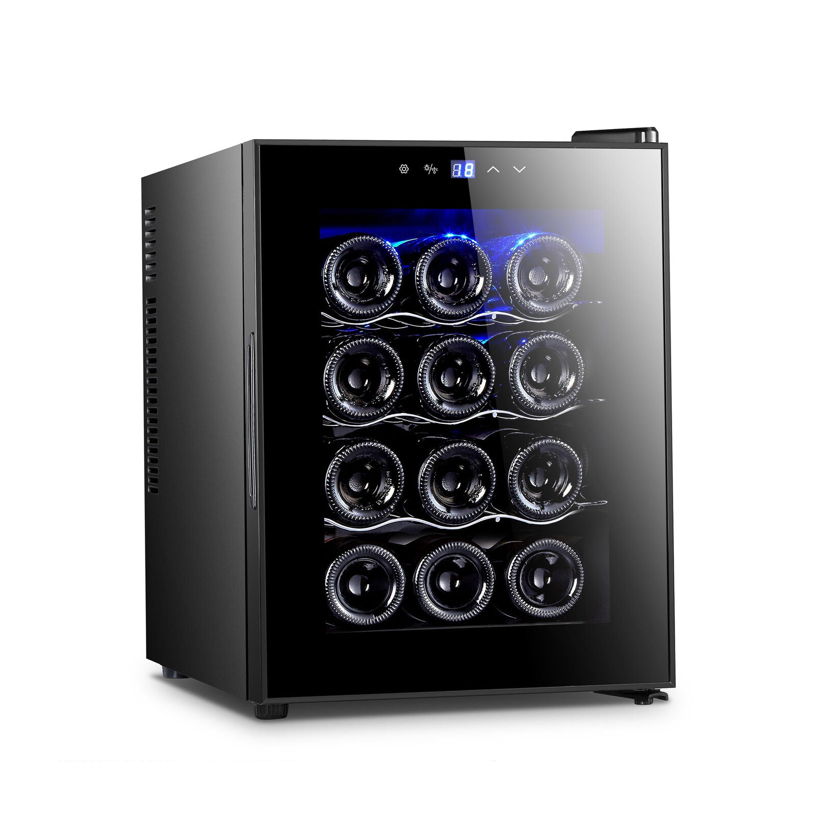 12 Bottle Thermoelectric Wine Fridge, 65W, UV Protected Glass Door, Soft LED Illumination V196-BF12