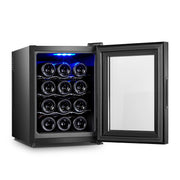 12 Bottle Thermoelectric Wine Fridge, 65W, UV Protected Glass Door, Soft LED Illumination V196-BF12