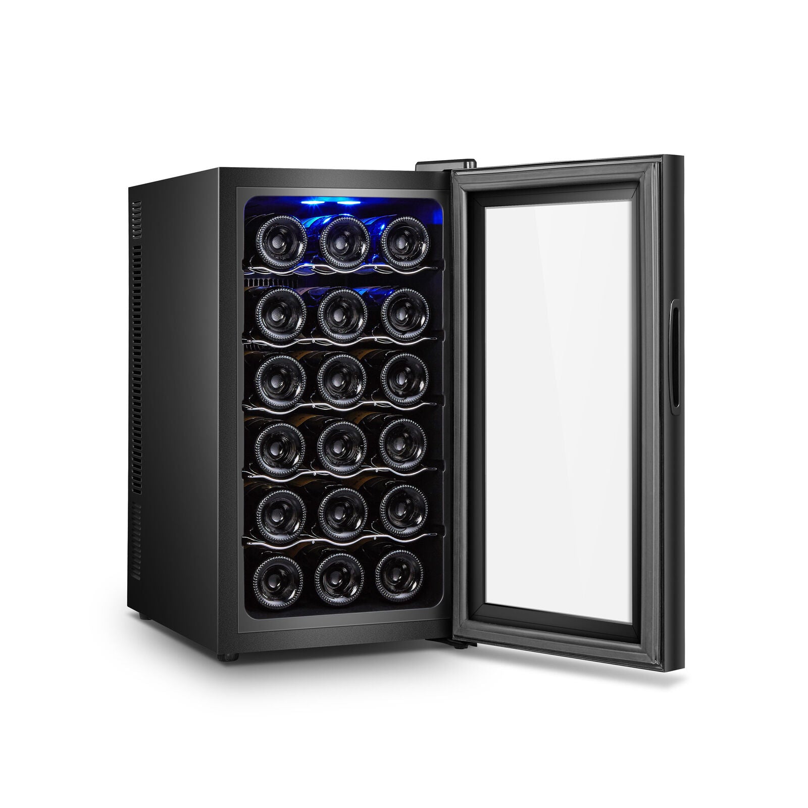18 Bottle Thermoelectric Wine Fridge, 130W, UV Protected Glass Door, Soft LED Illumination V196-BF18