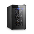 8 Bottle Thermoelectric Wine Fridge, 65W, UV Protected Glass Door, Soft LED Illumination V196-BF8
