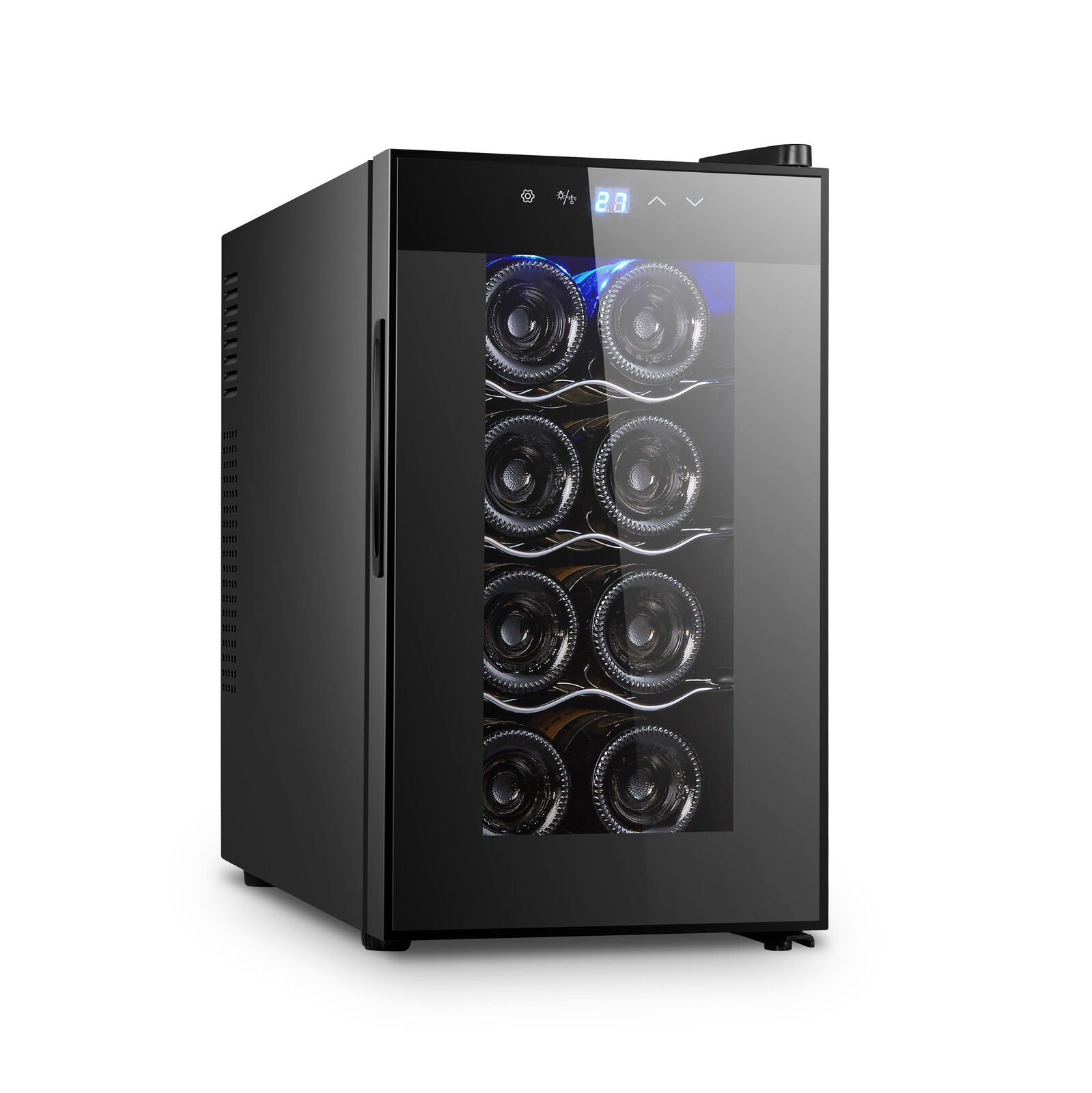 8 Bottle Thermoelectric Wine Fridge, 65W, UV Protected Glass Door, Soft LED Illumination V196-BF8