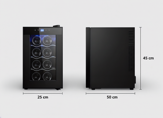 8 Bottle Thermoelectric Wine Fridge, 65W, UV Protected Glass Door, Soft LED Illumination V196-BF8