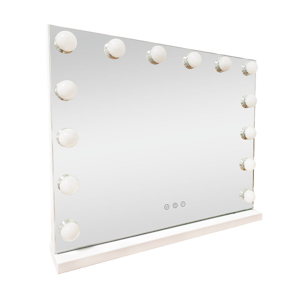 LED Beauty Mirror with 14 Bulbs, Colour Settings, USB A and USB C, White, 50 x 42cm V196-BM500