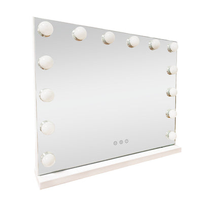 LED Beauty Mirror with 14 Bulbs, Colour Settings, USB A and USB C, White, 50 x 42cm V196-BM500